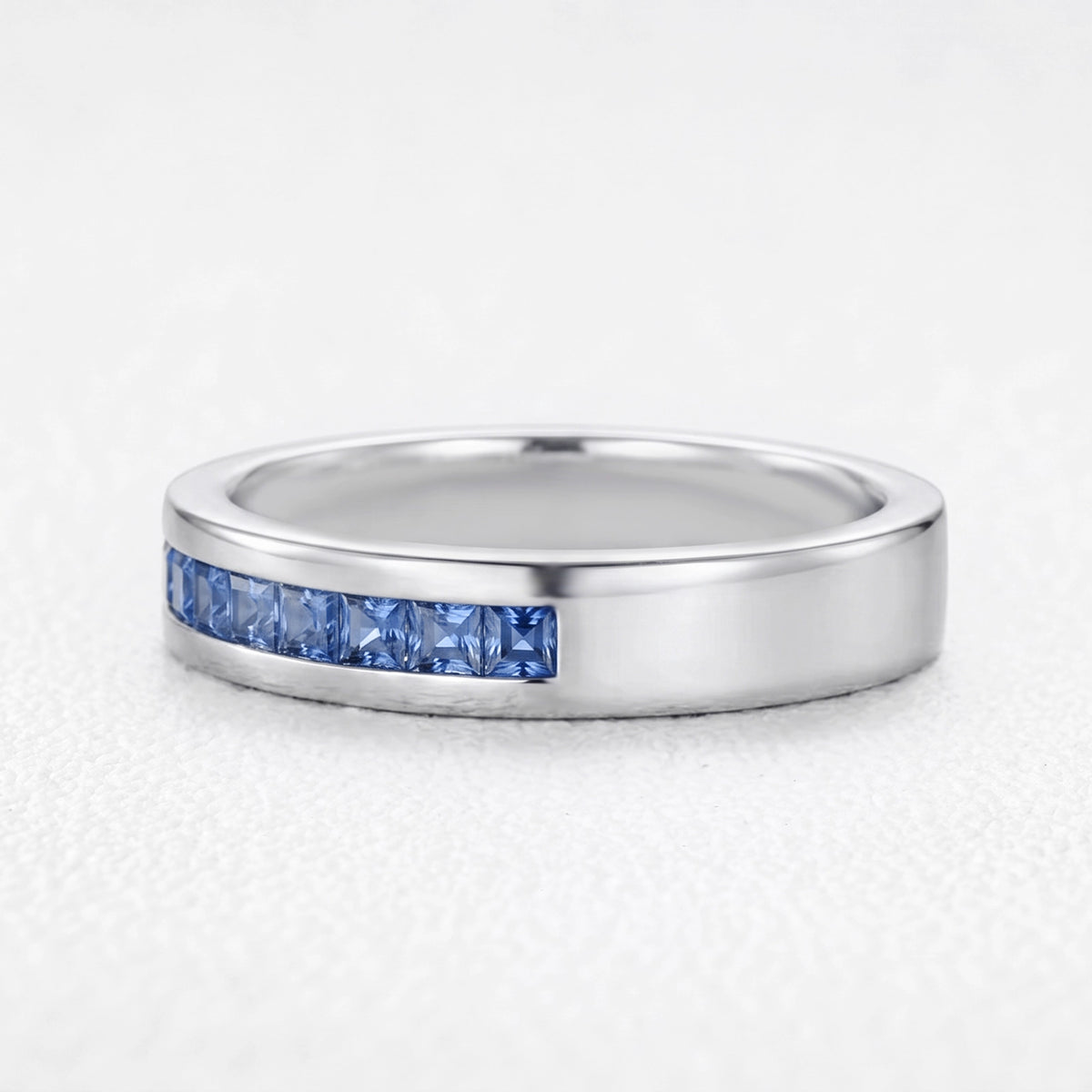 Odysseus’s Compass | Half-Eternity Square-Cut Cornflower Sapphire Men’s Band