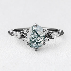 Flora’s Eternal | Oval Moss Agate Infinity Engagement Ring