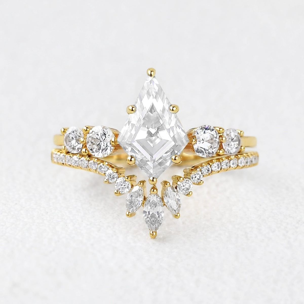 Seraphina‘s Cadence | Kite Cut Moss Agate Chevron Bridal Duo