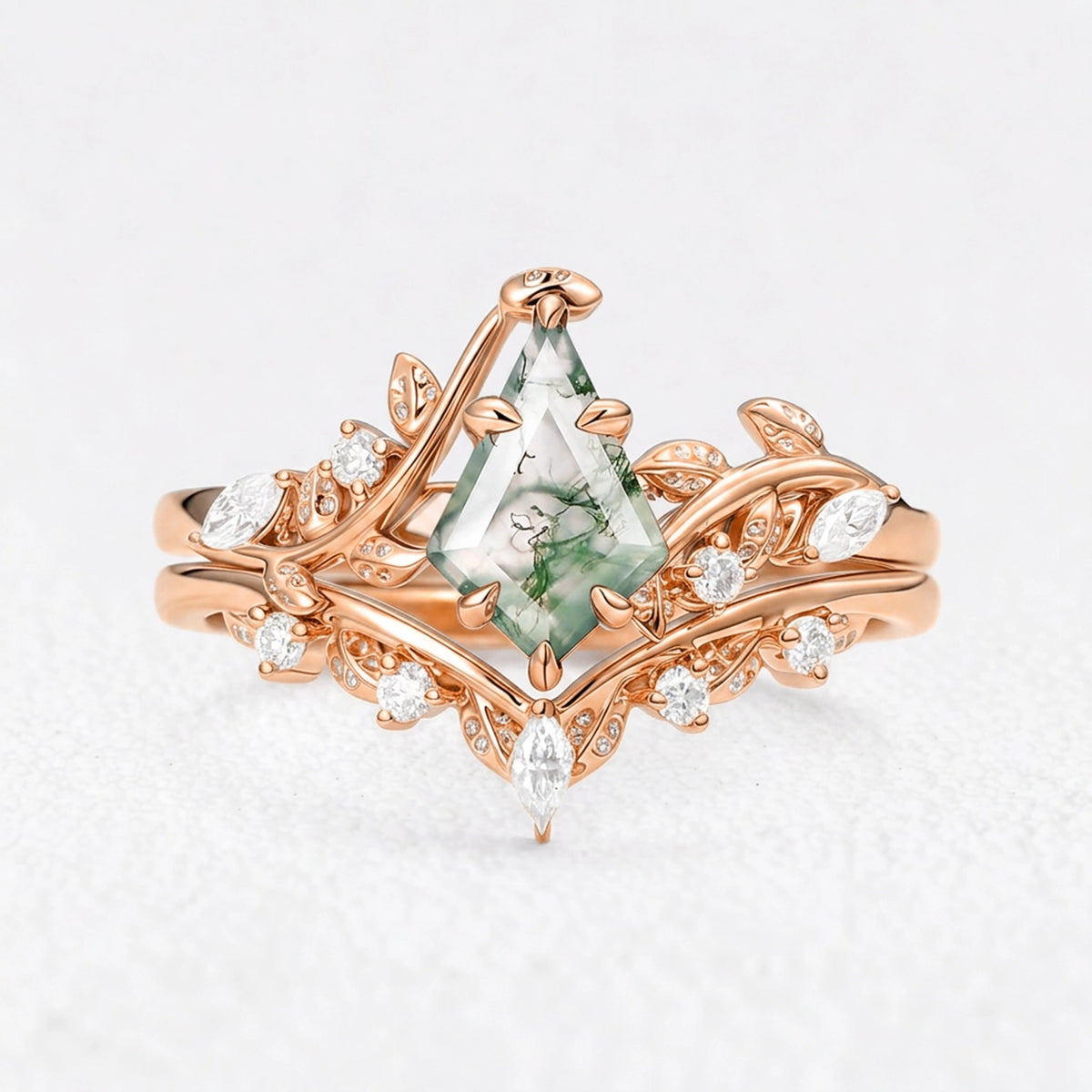 Marguerite’s Vine | Kite Moss Agate Bridal Duo