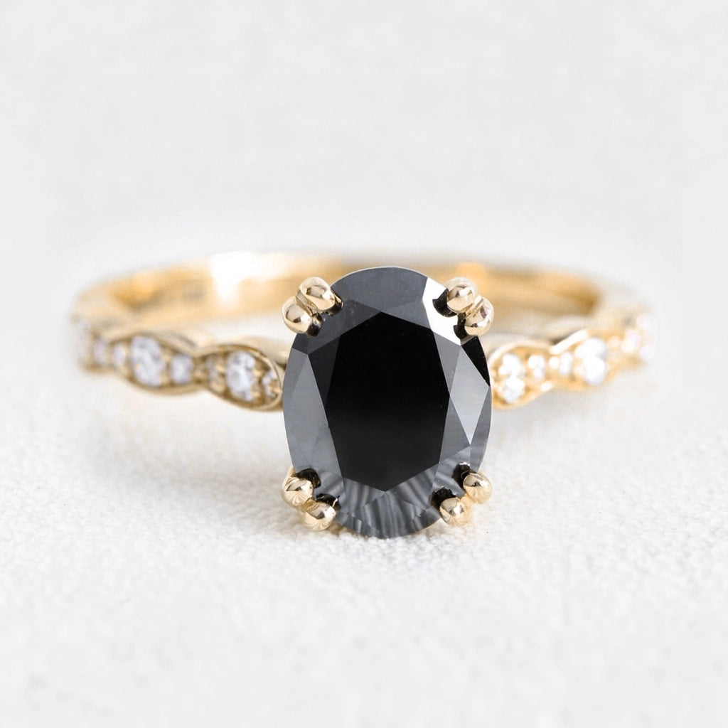 Nyx’s Eclipse | Classic Oval Black Diamond Bridal Set 2pcs.