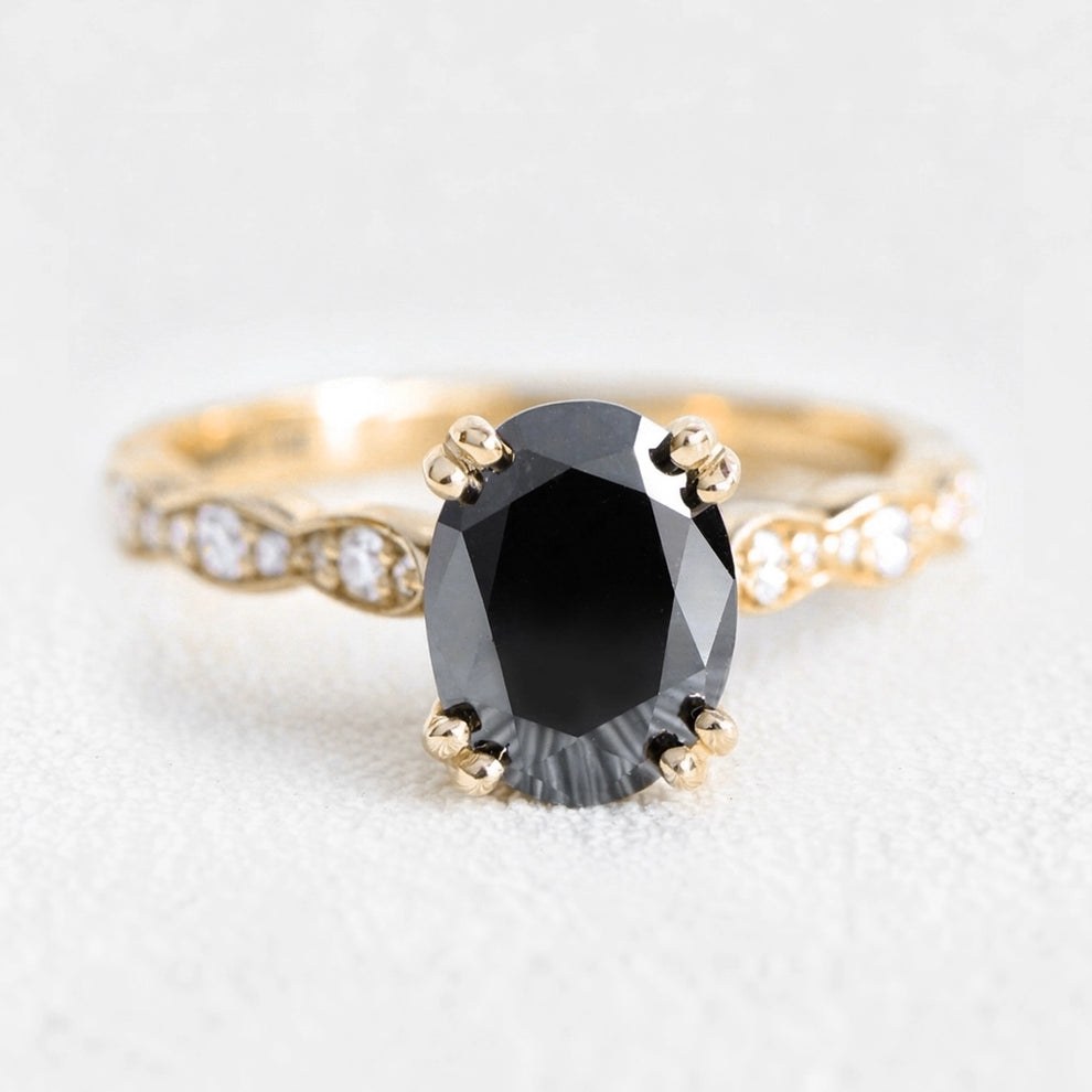 Nyx’s Eclipse | Classic Oval Black Diamond Bridal Set 2pcs.