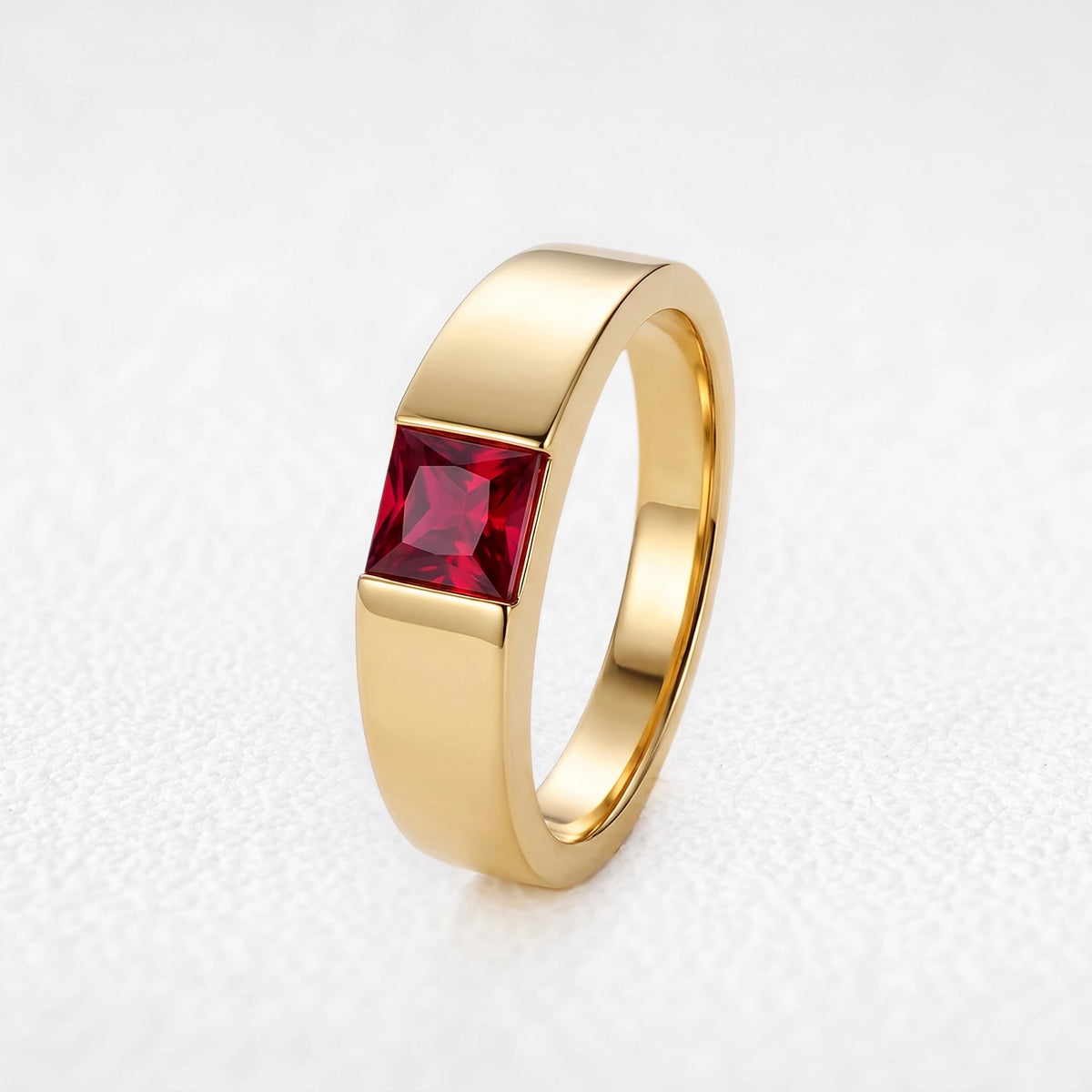 Orion’s Betelgeuse | Princess-Cut Ruby Men’s Band