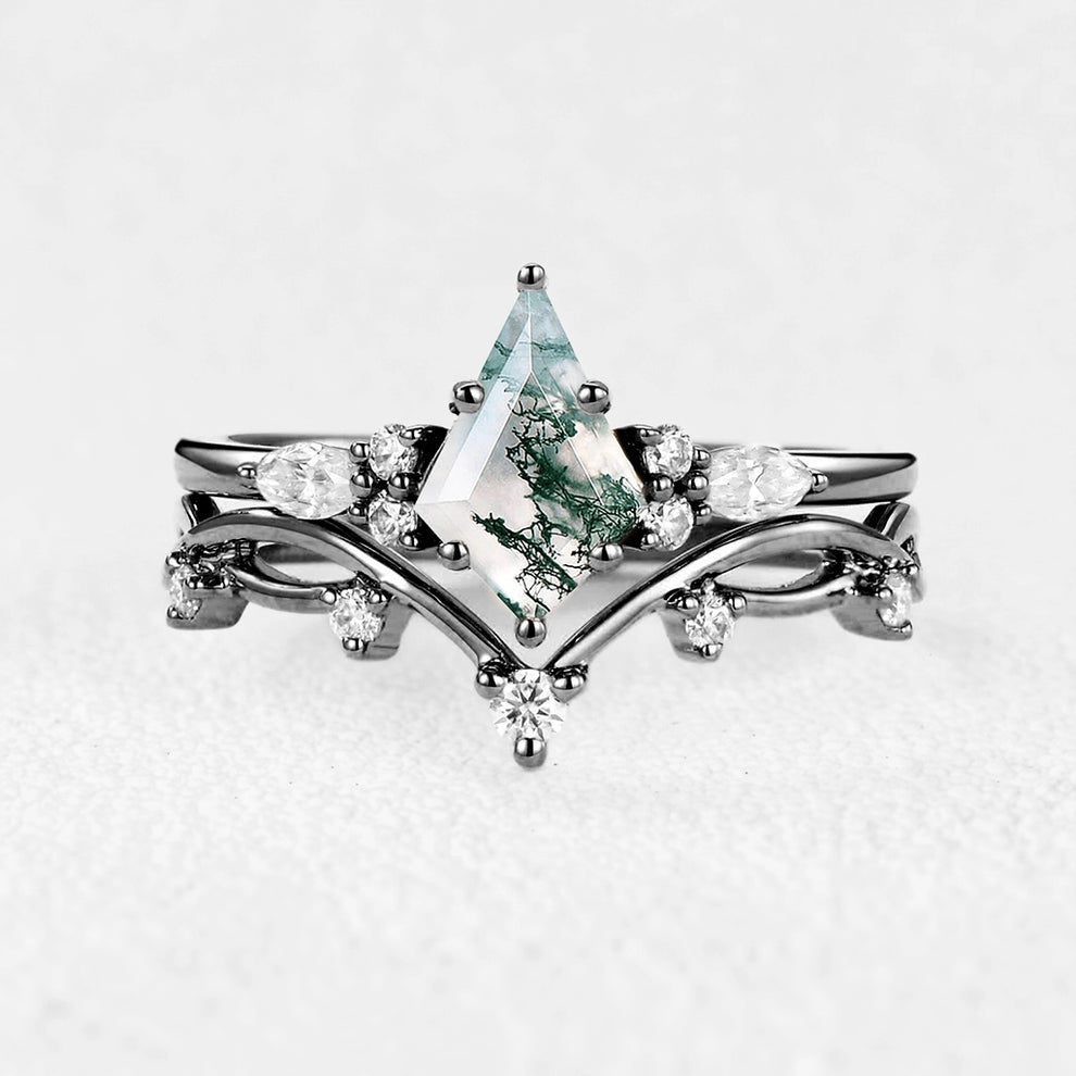Cordelia’s Grove | Moss Agate Leafy Cluster Bridal Set 2pcs.