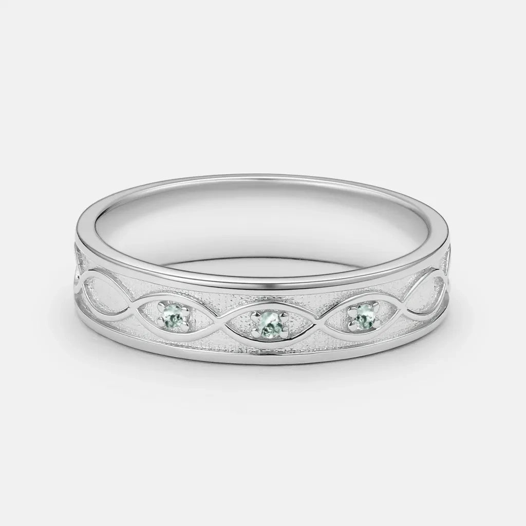Thalia’s Glade | Vintage Kite Cut Moss Agate Couple Ring Set 3pcs.
