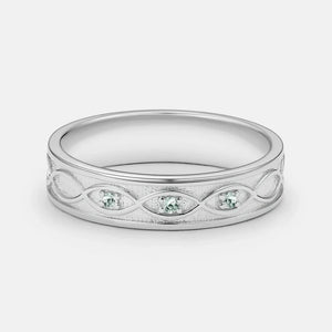 Thalia’s Glade | Vintage Kite Cut Moss Agate Couple Ring Set 3pcs.