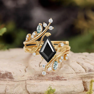 Elara’s Bower | Kite Cut Moss Agate Cage Leafy Bridal Set 2pcs.
