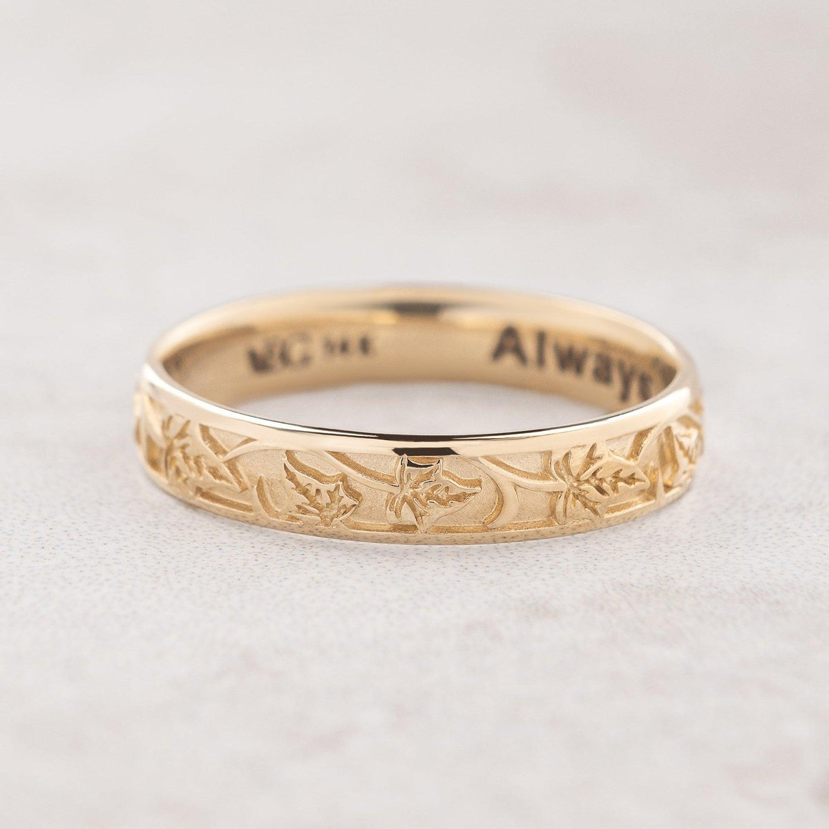 The Loyal Ivy | Hand-Carved Wedding Band.