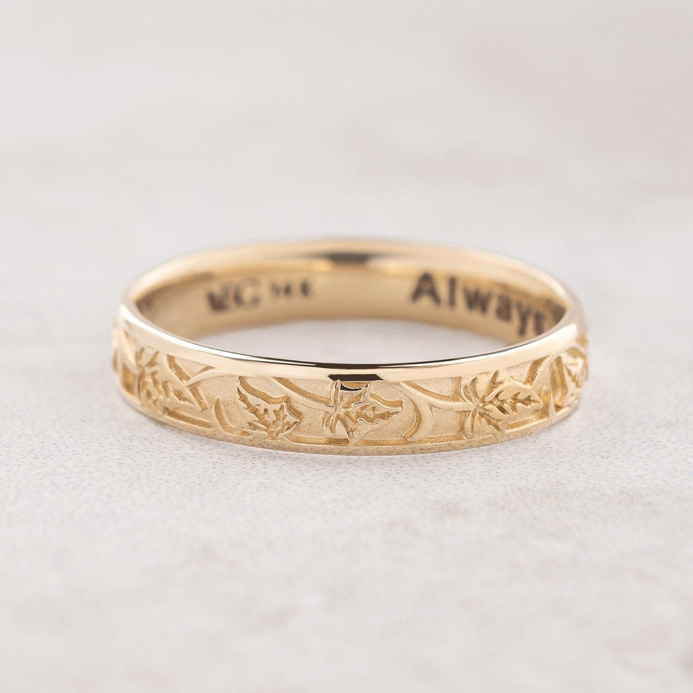 The Loyal Ivy | Hand-Carved Wedding Band.