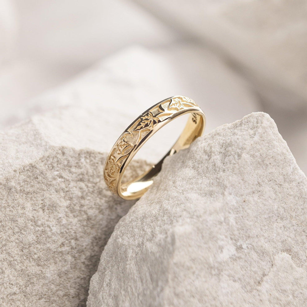 The Loyal Ivy | Hand-Carved Wedding Band.