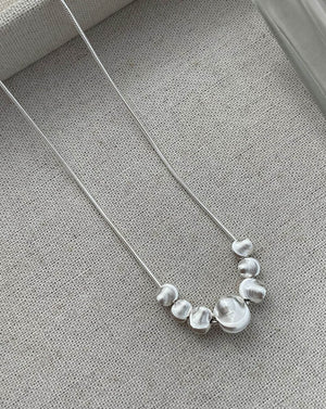 Silver Chatoyancy Ball Bead  Charm Necklace with Various Size Balls