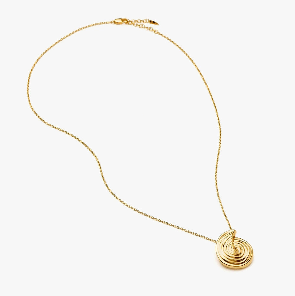 18K Gold Vermeil Spiral Large Pendant Necklace.