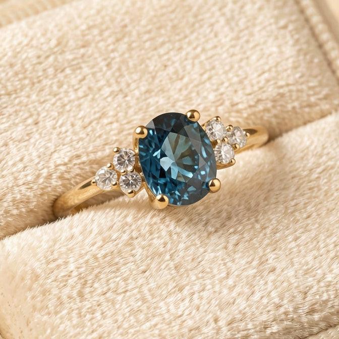 Azure Serenity | Oval Cut Rare Blue Sapphire Solitaire Engagement Ring.