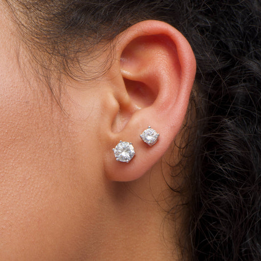 Round 6 Claw Sparkle Solitaire Stud Earrings-Unisex