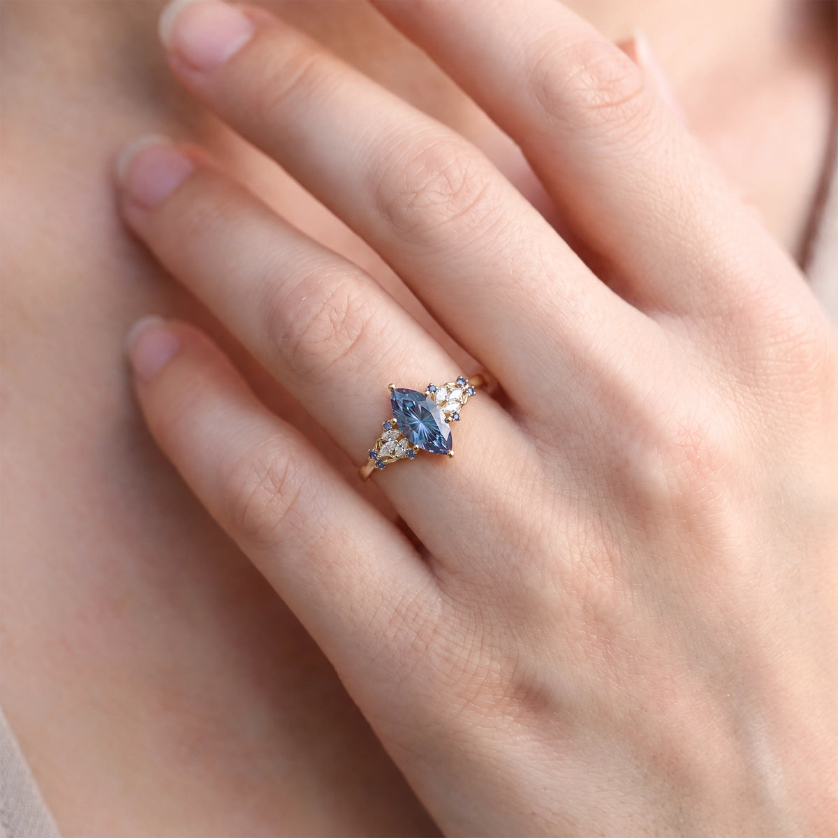 Eleonora’s Eclipse | 2CT Fantasy-Cut Marquise Alexandrite Vintage Engagement Ring