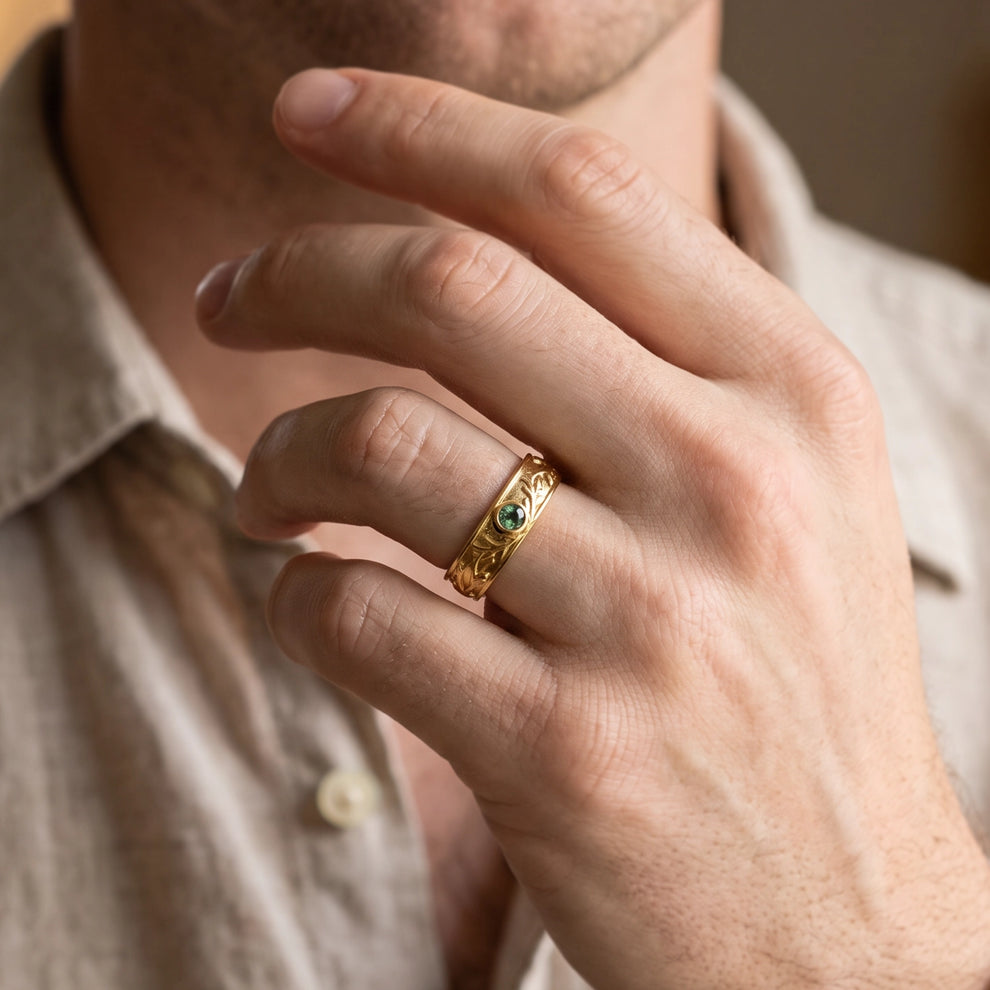 Cernunnos’ Antler | Moss Agate Men‘s Band