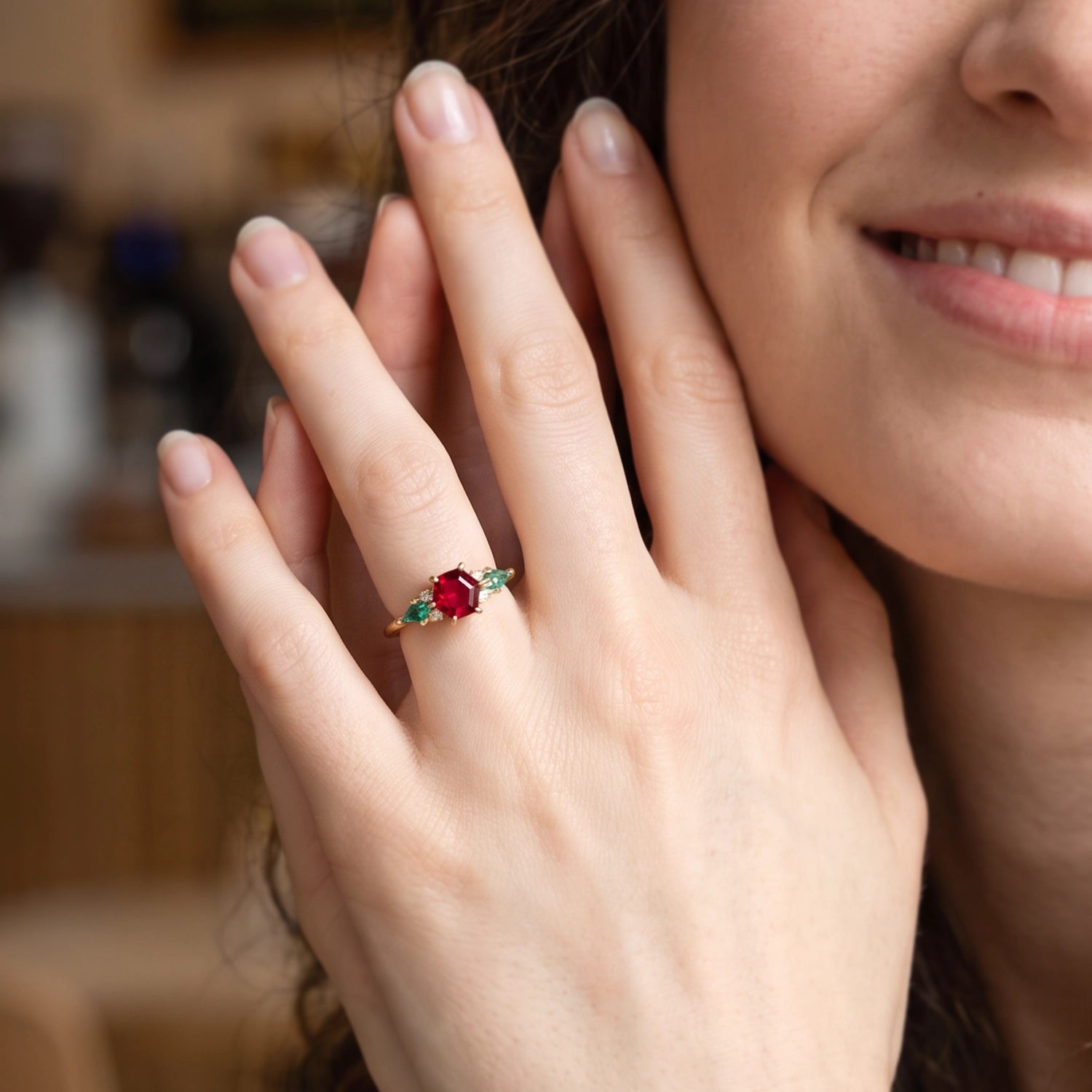 Valencia’s Tapestry | Hexagon Ruby Vintage Engagement Ring