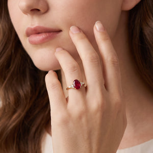 Valencia’s Crimson | 1.5CT Classic Oval Ruby Engagement Ring