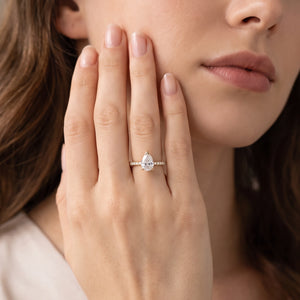 Aurora’s Reverie | 1.5CT Pear Diamond Solitaire Pave Engagement Ring