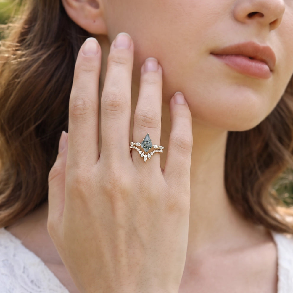 Marguerite’s Grace | Kite Moss Agate Chevron Bridal Duo