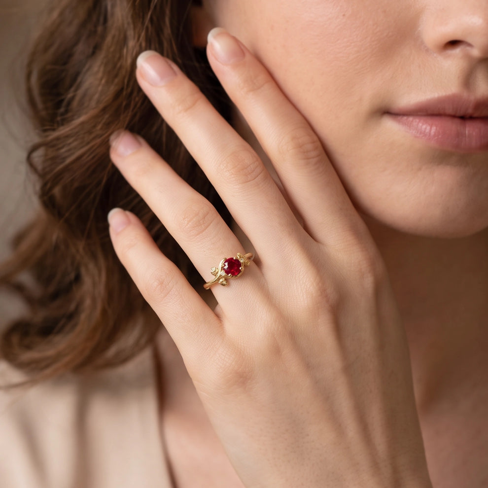 Vivienne’s Twig | Round Ruby Engagement Ring