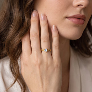 Aurora’s Moonvine | Moonstone Engagement Ring with Vine Motif