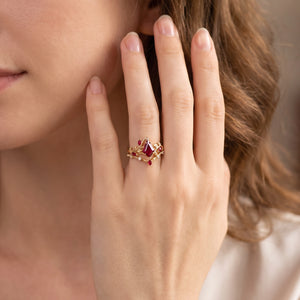 Briar’s Ember | Kite Cut Ruby Foliage Bridal Duo