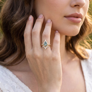 Alexandra’s Meadow | Pear Moss Agate Pavé Bridal Duo