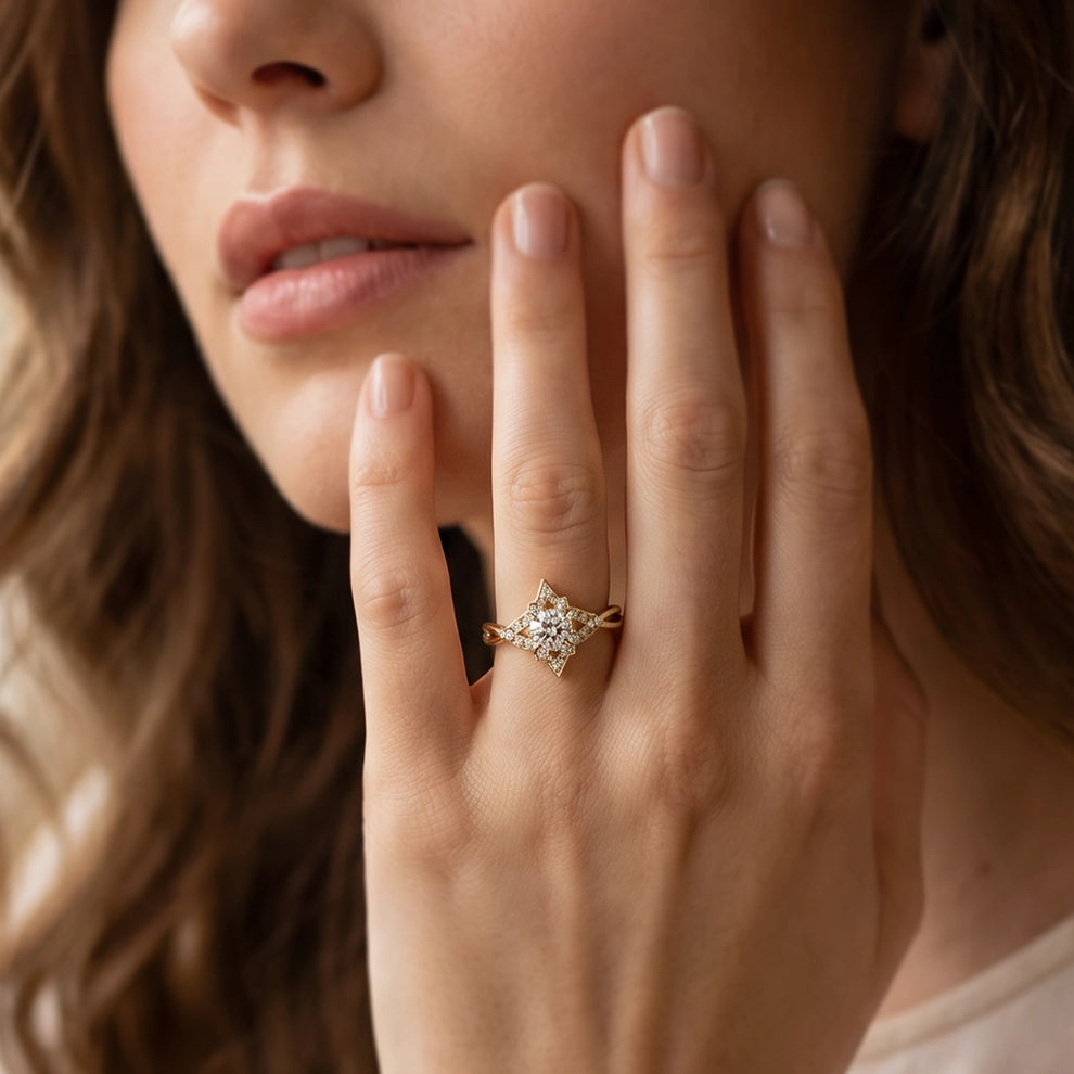 Venus’s Gleam | Astra Diamond Gold Engagement Ring.
