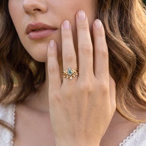 Marguerite’s Foliage | Kite Cut Moss Agate Branch Bridal Duo