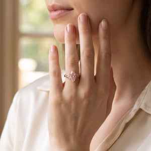 Valentina‘s Pavilion | 2CT Marquise Pink Sapphire Vintage Engagement Ring