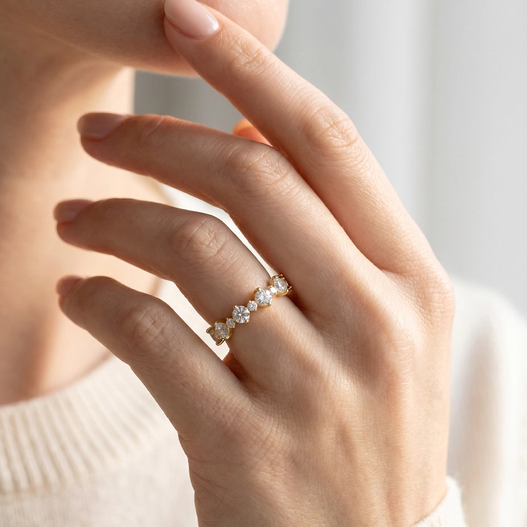 Dainty 0.1 CT Round Cut  Full-eternity Band Ring.