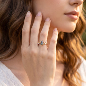 Celandine’s Tendril | Kite Cut Moss Agate Vine Engagement Ring