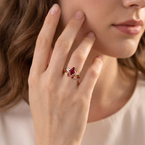 Joséphine’s Pomegranate | Kite-Cut Ruby Foliage Bridal Set 2pcs