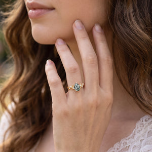 Cressida’s Eternal | Pear Cut Infinity Moss Agate Ring