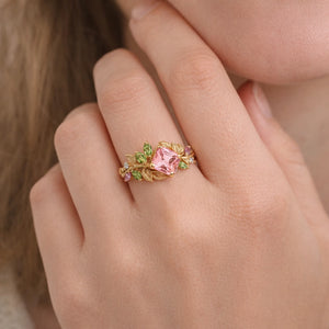 Celeste’s Blossom | Pink Princess Cut Tourmaline Engagement Ring