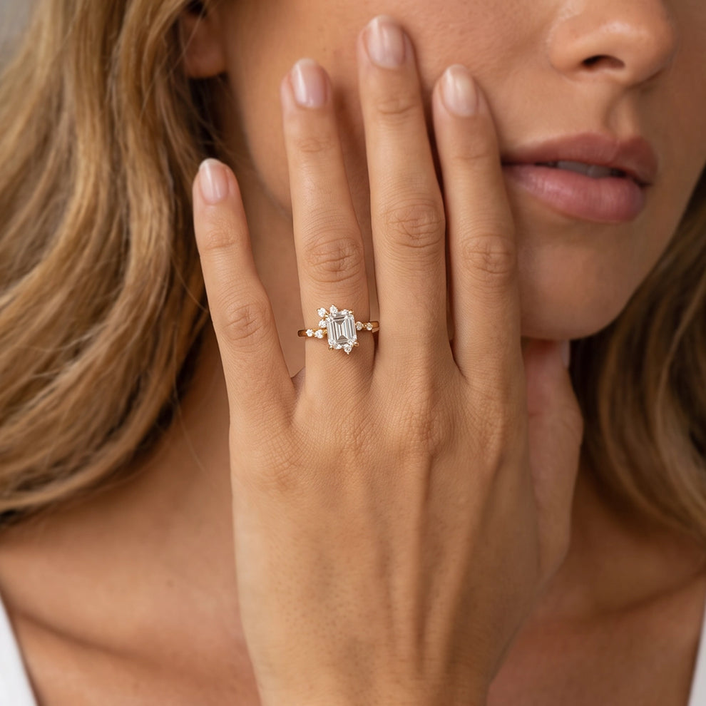 Alexandra’s Radiance | 3CT Vintage Emerald Cut Diamond Solitaire Engagement Ring