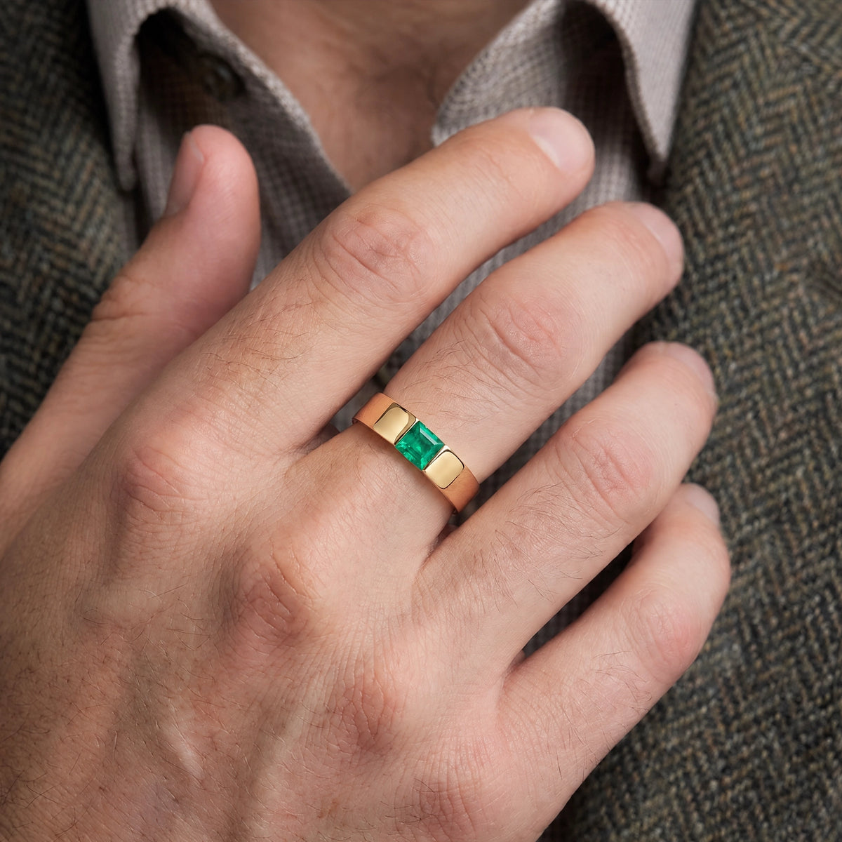 Orion’s Oasis | Princess-Cut Emerald Men’s Band