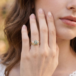 Marguerite’s Garland | Pear Moss Agate Chevron Bridal Duo