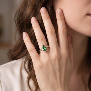 Guinevere’s Avalon | 2CT Marquise Green Sapphire Vintage Engagement Ring