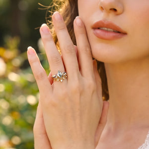 Isadora’s Rhapsody | Kite Moss Agate & Gradient Sapphire Bridal Duo
