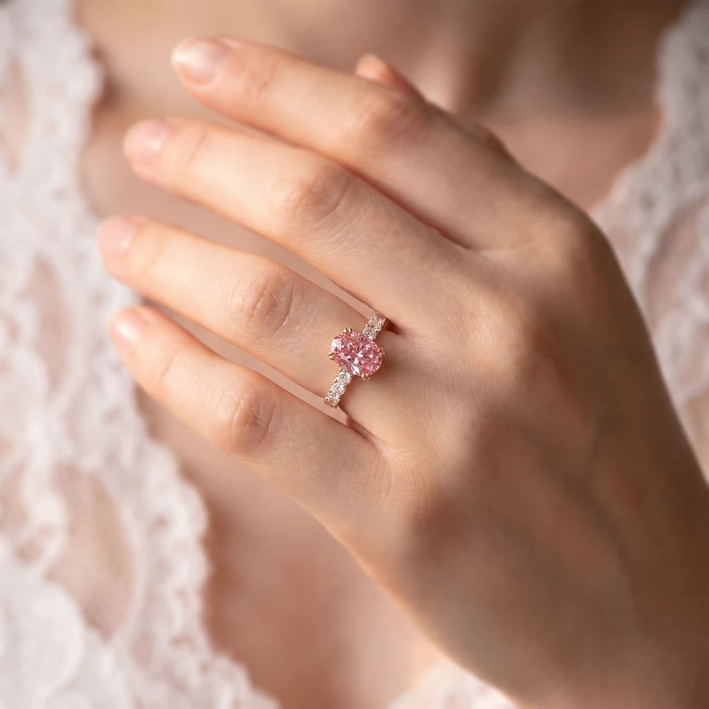Isabella’s Rosarium | 3CT Oval-Cut Pink Sapphire Vintage Engagement Ring