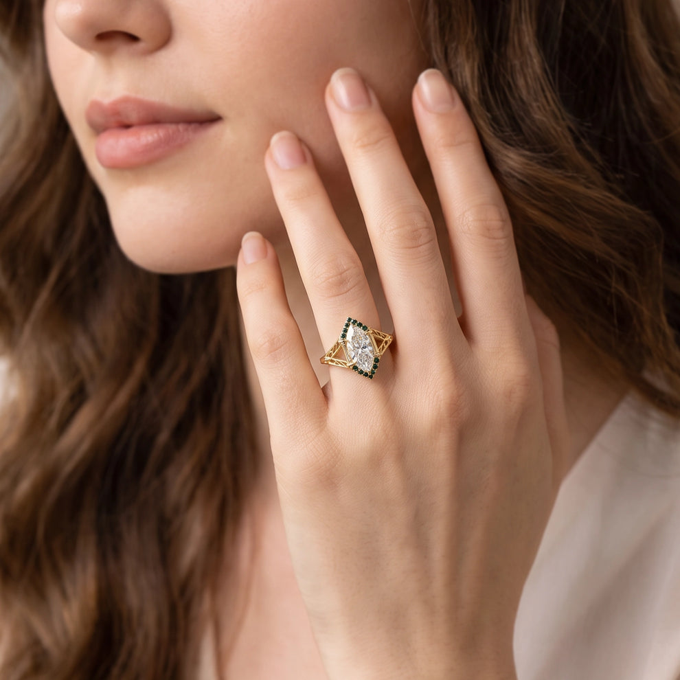 Ariadne’s Labyrinth | 2CT Marquise Diamond Ajouré Engagement Ring