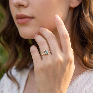 Hazel’s Bower | Pear-Cut Moss Agate Engagement Ring