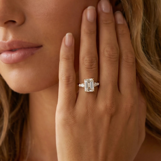 Aurora‘s Prism | 3CT Emerald Cut Diamond Solitaire Engagement Ring