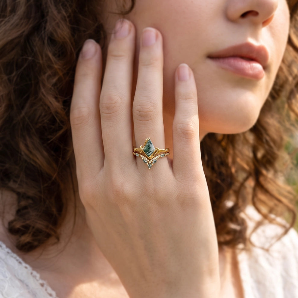 Isadora’s Twine | Kite Moss Agate Foliage Bridal Duo