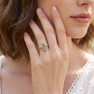 Flora’s Lark | Kite Cut Moss Agate Leafy Bridal Set 2pcs