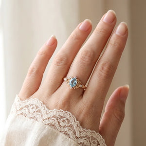 Marina’s Keepsake | Oval Cut Aquamarine Vintage Engagement Ring.