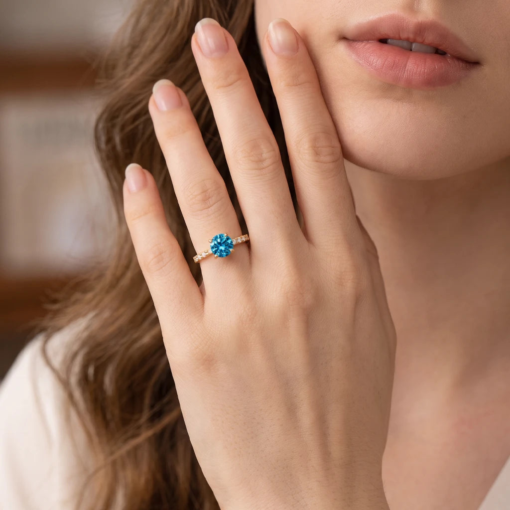 Marina’s Azure | Round Cut Blue Sapphire Engagement Ring
