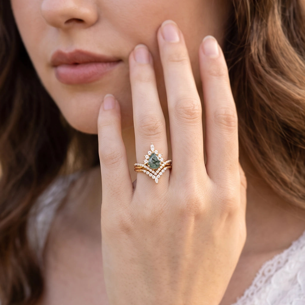 Alexandra’s Heritage | Pear Moss Agate Foliage Bridal Duo